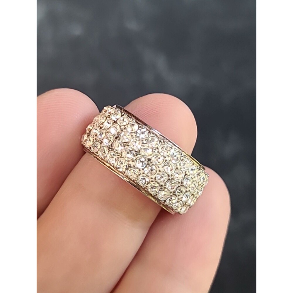 925 Sterling Silver CZ Band Ring, Size US 8 Vintage, READ